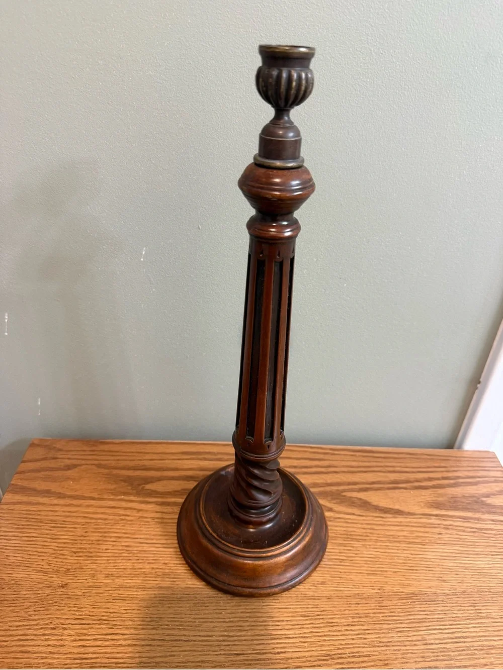 Vintage Theodore Alexander Signed Numbered Candlestick Walnut Bronze